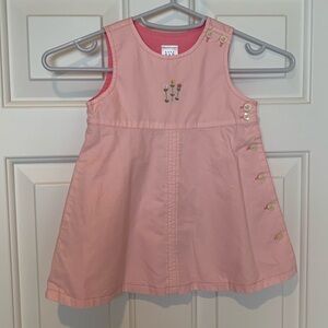 Baby GAP Pink sleeveless jumper dress size 6-12 months embroidered flowers